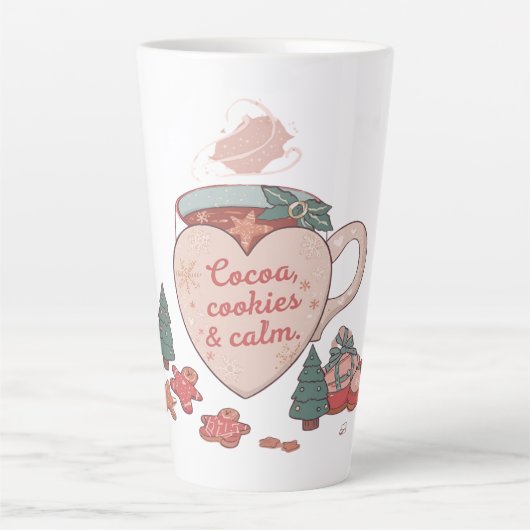 Cocoa, Koekjes & Rust – Pastel Kerst CoT-Shirt Latte Mok (Voorkant)
