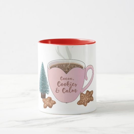 Cocoa, Koekjes & Rust – Pastel Kerst CoT-Shirt Mok (Midden)