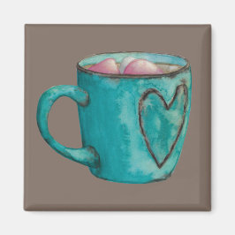 Cocoa marshmallow warme chocolademelk mok winter magneet