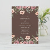 Cocoa Mauve Ranunculus Eucalyptus Bruiloft Kaart (Staand voorkant)