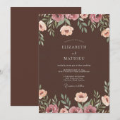 Cocoa Mauve Ranunculus Eucalyptus Bruiloft Kaart (Voorkant / Achterkant)
