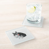 Cocoa Pause, Pink Tongue Glazen Onderzetter (Schuin)