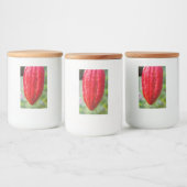 cocoa peul rood voedselcontainer etiket (Flessen)