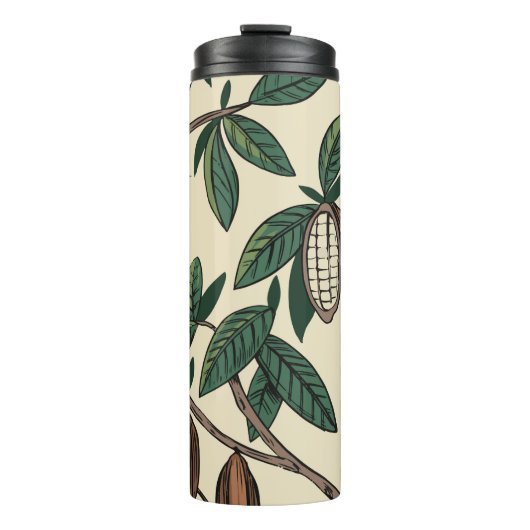 Cocoa plant seamless pattern. Cacao bean. Vintage  Thermosbeker (Voorkant)