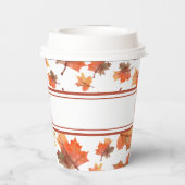 Cocoa Stripes & Golden Fall Bladeren Papieren Bekers (Achterkant)
