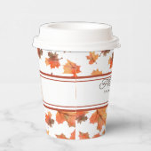 Cocoa Stripes & Golden Fall Bladeren Papieren Bekers (Rechts)