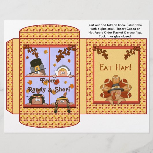 Cocoa, Thee, Cider Zakje Thanksgiving Favor Flyer (Voorkant)