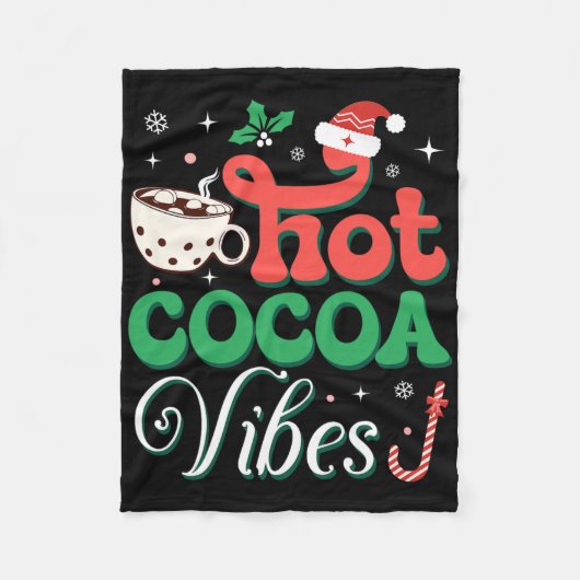 Cocoa Vibes Met Suikerstok Grappige Kerstvakantie Fleece Deken (Voorkant)