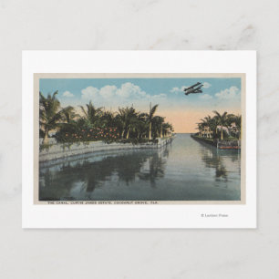 Cocoanut Grove, FL - Curtis James Estate Canal Briefkaart