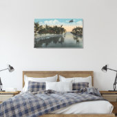 Cocoanut Grove, FL - Curtis James Estate Canal Canvas Afdruk (Insitu (Slaapkamer))