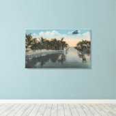 Cocoanut Grove, FL - Curtis James Estate Canal Canvas Afdruk (Insitu (Houten vloer))