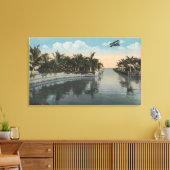 Cocoanut Grove, FL - Curtis James Estate Canal Canvas Afdruk (Insitu (Woonkamer))