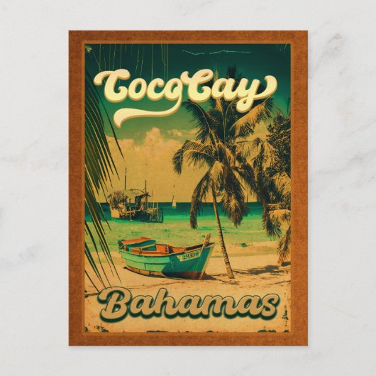 CocoCay Bahamas Eilanden Retro Palmboom Souvenirs Briefkaart (Voorkant)