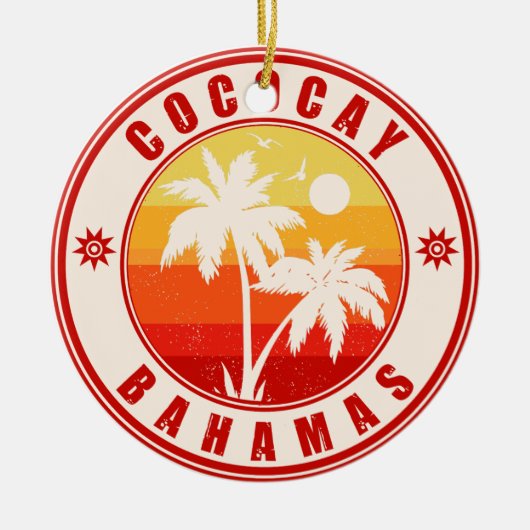 CocoCay Bahamas Eilanden Retro Palmboom Souvenirs Keramisch Ornament (Voorkant)