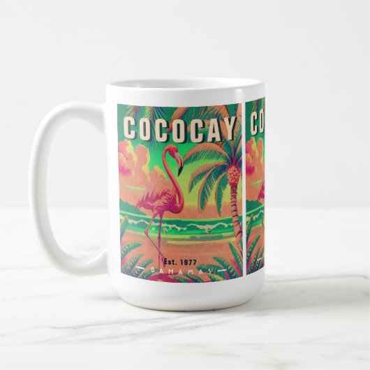 CocoCay Bahamas Retro Flamingo Souvenir jaren 1950 Koffiemok (Links)