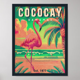 CocoCay Bahamas Retro Flamingo Souvenir jaren 1950 Poster