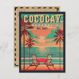 CocoCay Bahamas Retro Sunset Souvenir jaren 1950 Briefkaart