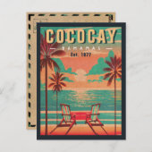 CocoCay Bahamas Retro Sunset Souvenir jaren 1950 Briefkaart (Voorkant / Achterkant)
