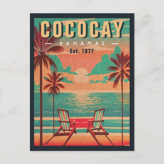 CocoCay Bahamas Retro Sunset Souvenir jaren 1950 Briefkaart (Voorkant)