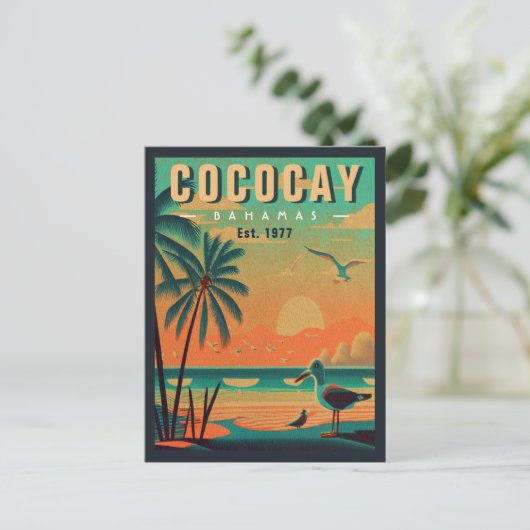 CocoCay Bahamas Retro Zeemeeuw Souvenir jaren 1950 Briefkaart (Staand voorkant)