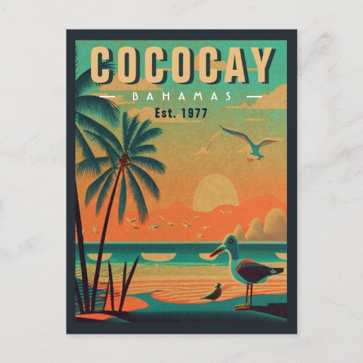 CocoCay Bahamas Retro Zeemeeuw Souvenir jaren 1950 Briefkaart (Voorkant)