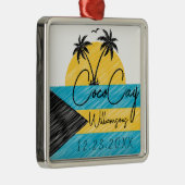 CocoCay Bahamas Vlag Palmboom Zonsondergang Souven Metalen Ornament (Rechts)