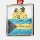 CocoCay Bahamas Vlag Palmboom Zonsondergang Souven Metalen Ornament (Links)