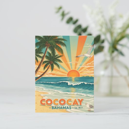 Cocococoy Bahamas Vintage Travel Briefkaart (Staand voorkant)