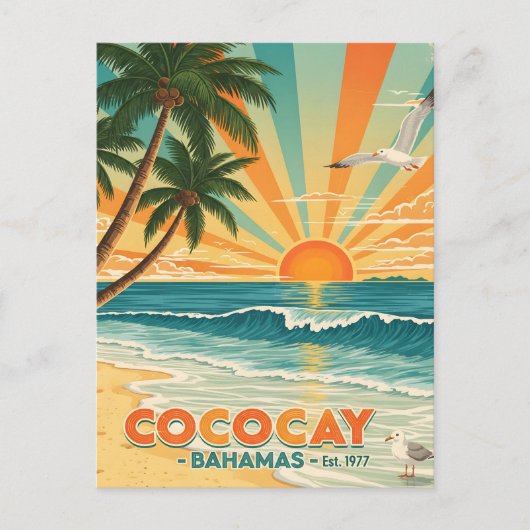 Cocococoy Bahamas Vintage Travel Briefkaart (Voorkant)