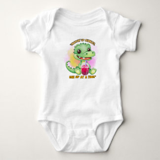 COCODRILLE MET EEN BOBA THEE ,QUOTE ROMPER