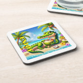 COCODRILLO MET KOKOSWATER BIER ONDERZETTER (Linkerzijde)
