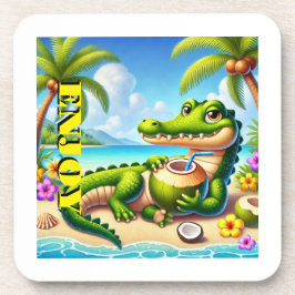 COCODRILLO MET KOKOSWATER BIER ONDERZETTER