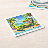 COCODRILLO MET KOKOSWATER KARTONNEN ONDERZETTERS (Schuin)