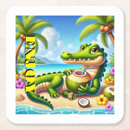 COCODRILLO MET KOKOSWATER KARTONNEN ONDERZETTERS