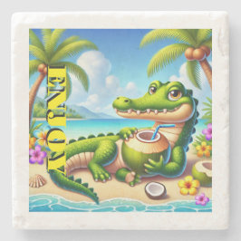 COCODRILLO MET KOKOSWATER STENEN ONDERZETTER