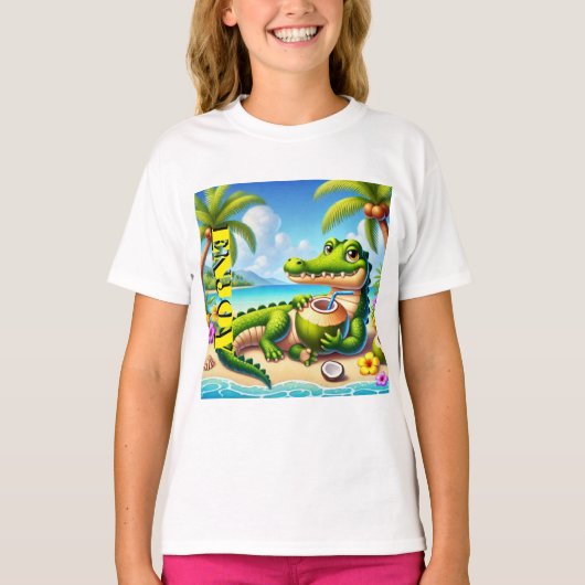 COCODRILLO MET KOKOSWATER T-SHIRT (Voorkant)
