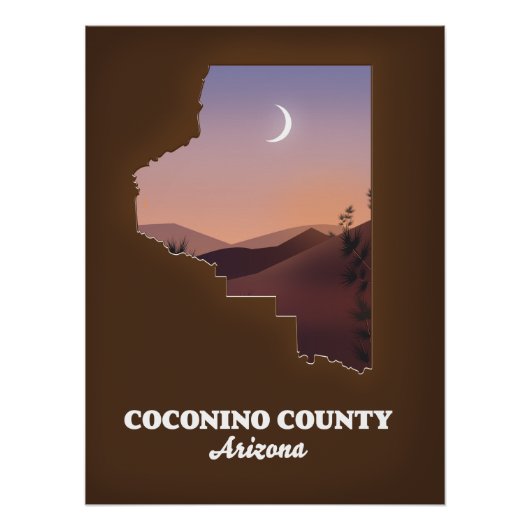 Coconino County Arizona Kaart. Perfect Poster (Voorkant)