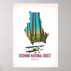 Coconino National Forest Arizona USA kaart Poster