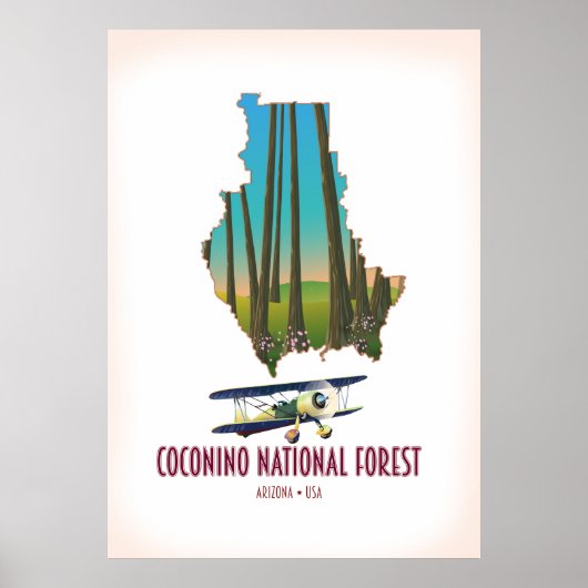 Coconino National Forest Arizona USA-kaart Poster (Voorkant)