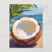 Coconut Beach Tropische Waterverf Briefkaart (Voorkant)