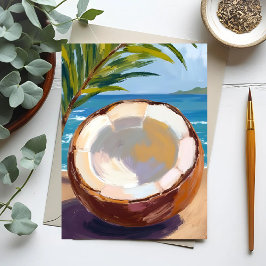 Coconut Beach Tropische Waterverf Briefkaart