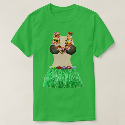 Coconut Bra Lei Flowers Grass Skirt Cool Luau Part T-shirt (Design voorkant)