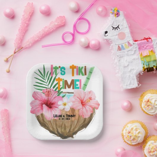Coconut Cocktail Tropical Tiki Party Papieren Bordje (Feest)
