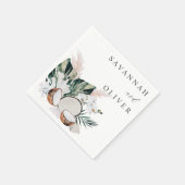 Coconut Coral & White Floral Name Napkins Servet (Hoek)
