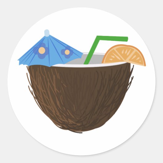 Coconut Drink Ronde Sticker (Voorkant)