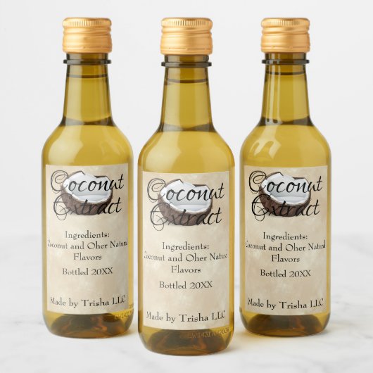 Coconut Extract Eigen label Wijn Etiket (Flessen)