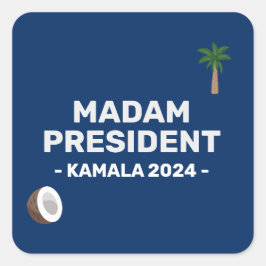 Coconut Harris 2024 Mevrouw President Vierkante Sticker