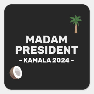 Coconut Harris 2024 Mevrouw President Vierkante Sticker