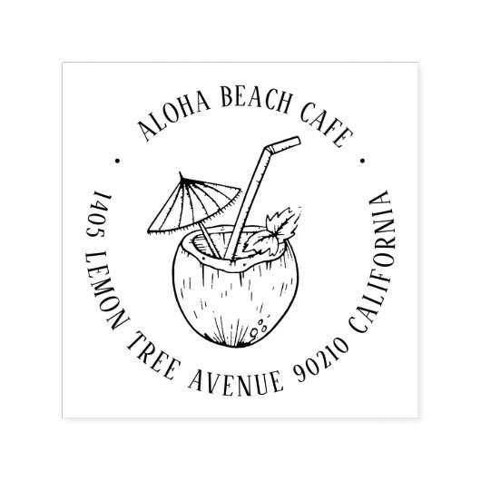 Coconut Juice Aangepaste naam Retouradres Zelfinktende Stempel (Design)