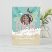 Coconut Luau Foto Tropical Birthday Party Kaart (Staand voorkant)